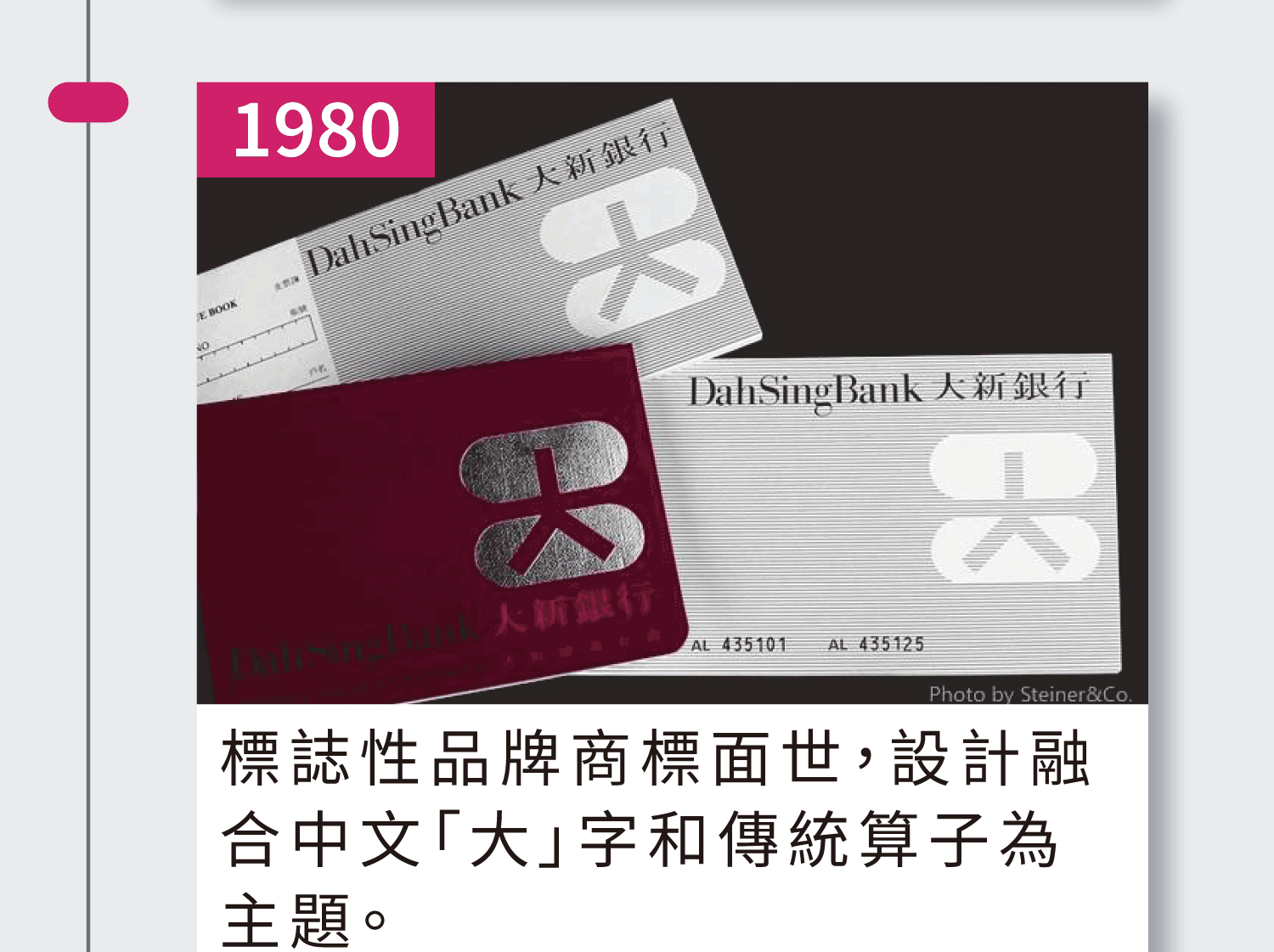 1980年 標誌性品牌商標面世 設計融合中文「大」字和傳統算子