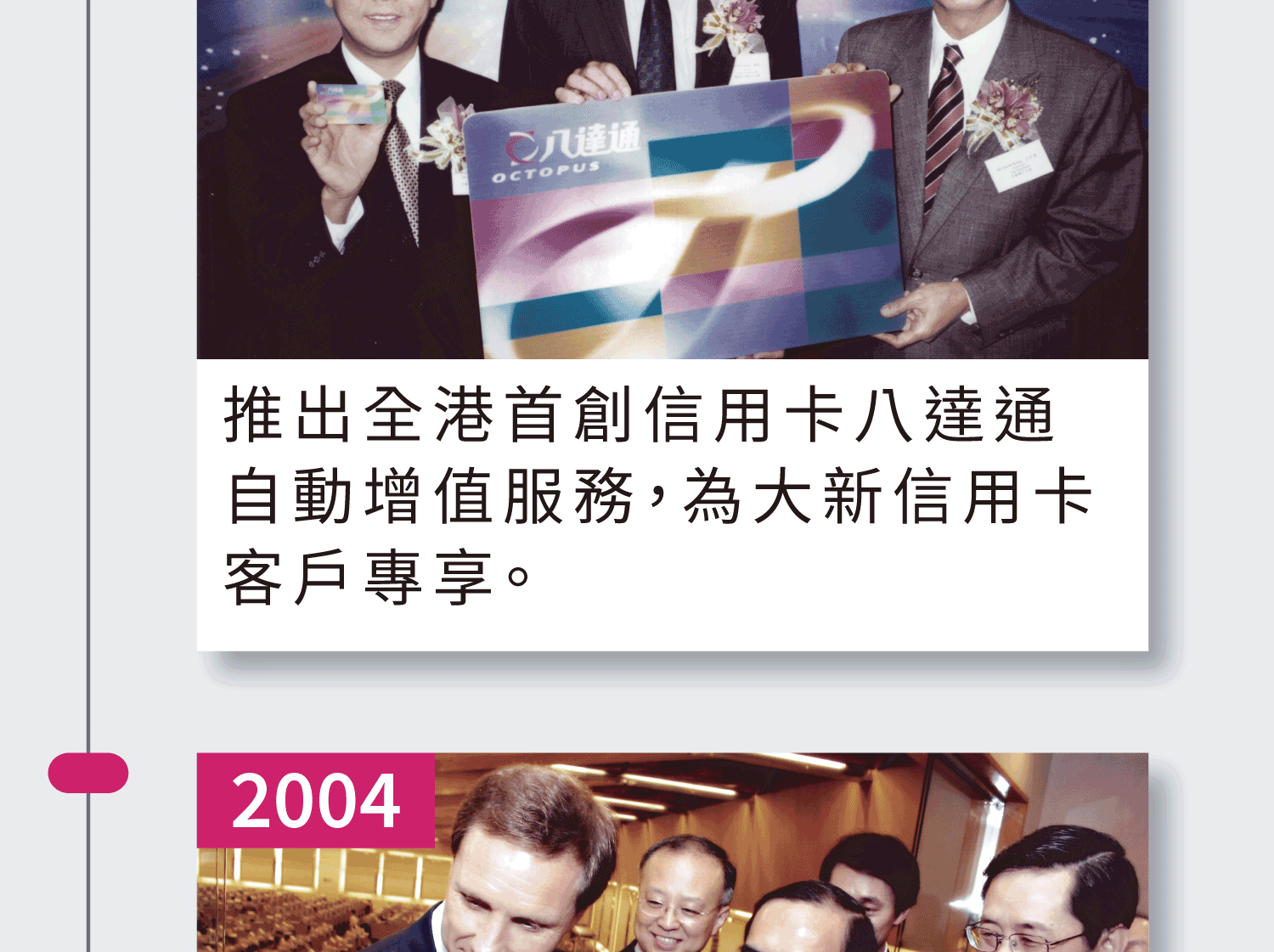 1999年 推出全港首創信用卡八達通自動增值服務