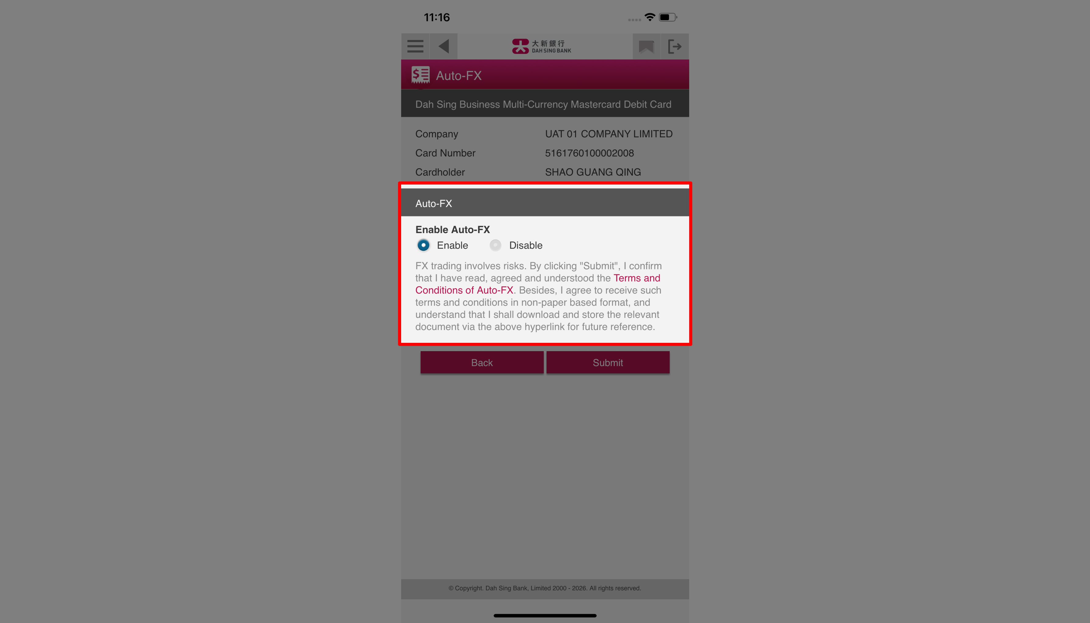 Enable Auto-FX (Via 328 Business Mobile Banking)