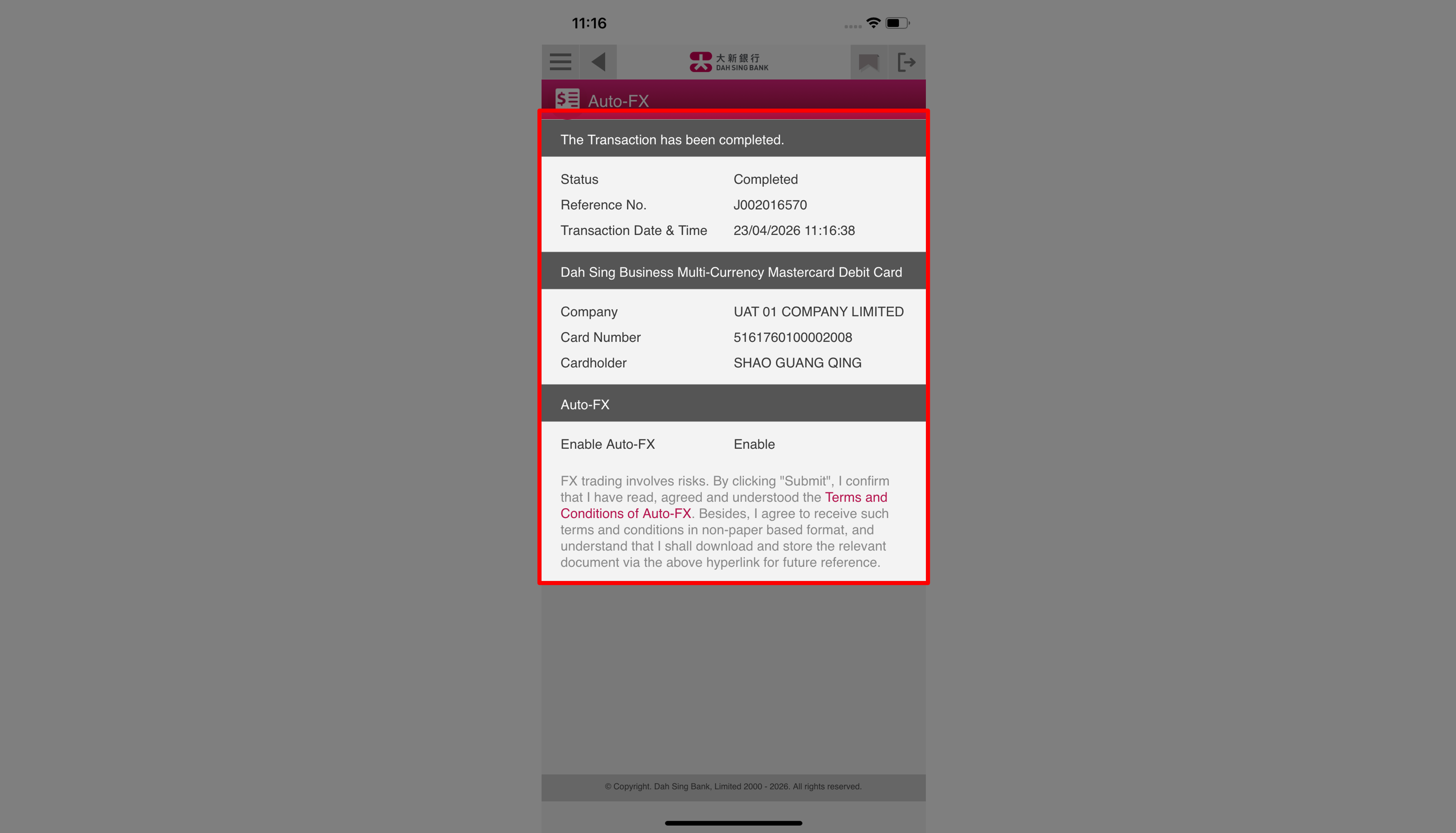 Enable Auto-FX (Via 328 Business Mobile Banking)
