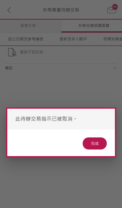 取消买卖指示已经完成。